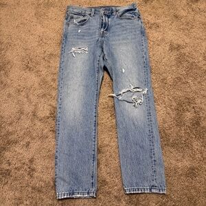 Levis 501 Jeans Womens 28x28 Blue Denim Distressed Straight Leg Pockets Logo